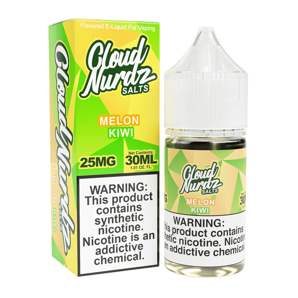 Melon Kiwi SALT e-liquid by Cloud Nurdz in a 30mL bottle, featuring a fresh melon and kiwi flavor profile.