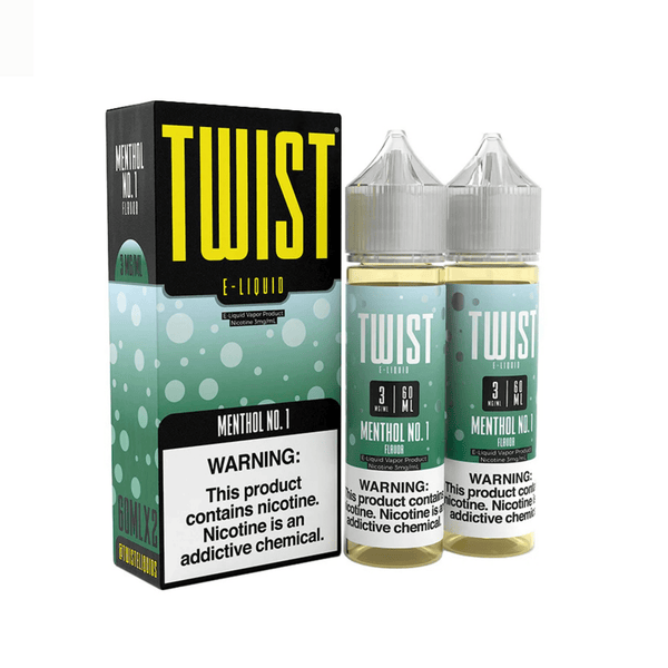 Bottle of Menthol No. 1 Twist E-Liquids e-liquid in a 120mL bottle with clear labeling and menthol flavor branding.