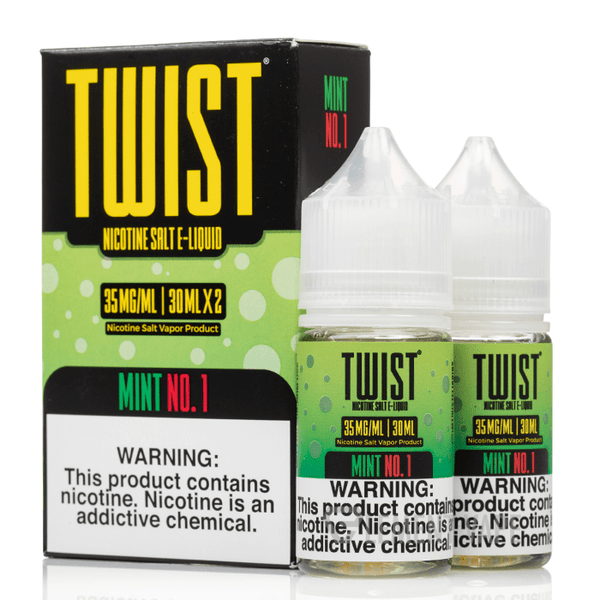Mint No. 1 SALT Twist E-Liquid, 60mL bottle, featuring fresh mint flavor for vaping.