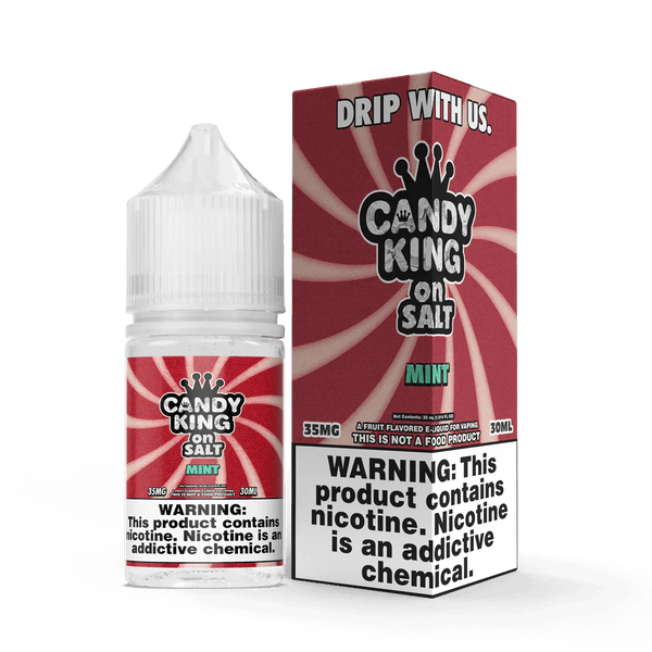 Mint SALT e-liquid by Candy King features a 30mL bottle with a refreshing mint flavor and smooth salt nicotine vape.