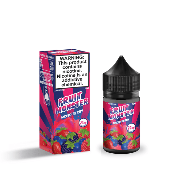 Mixed Berry Salt E-liquid by Fruit Monster in a 30mL bottle, featuring a vibrant blend of fresh mixed berries.