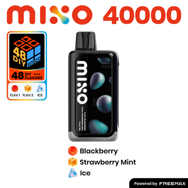 MIXO 40K disposable vape by Freemax with three flavored pods, compact vaporizer for on-the-go vaping enjoyment.