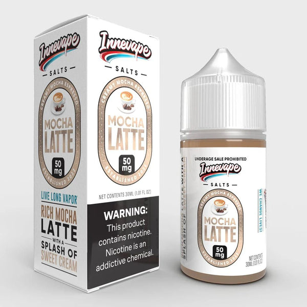 Mocha Latte SALT e-liquid by Innevape, 30mL bottle, featuring rich mocha and creamy latte flavor for vaping.