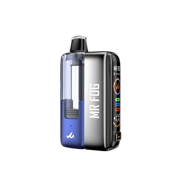 Mr. Fog 45K Puff Disposable Vape Kit showing sleek black vape device with colorful LED indicator, designed for easy use.