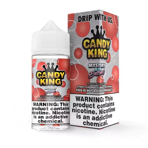 Bottle of Candy King Mystery Air Balloons e-liquid, 100mL, with colorful balloon-themed packaging and branding.