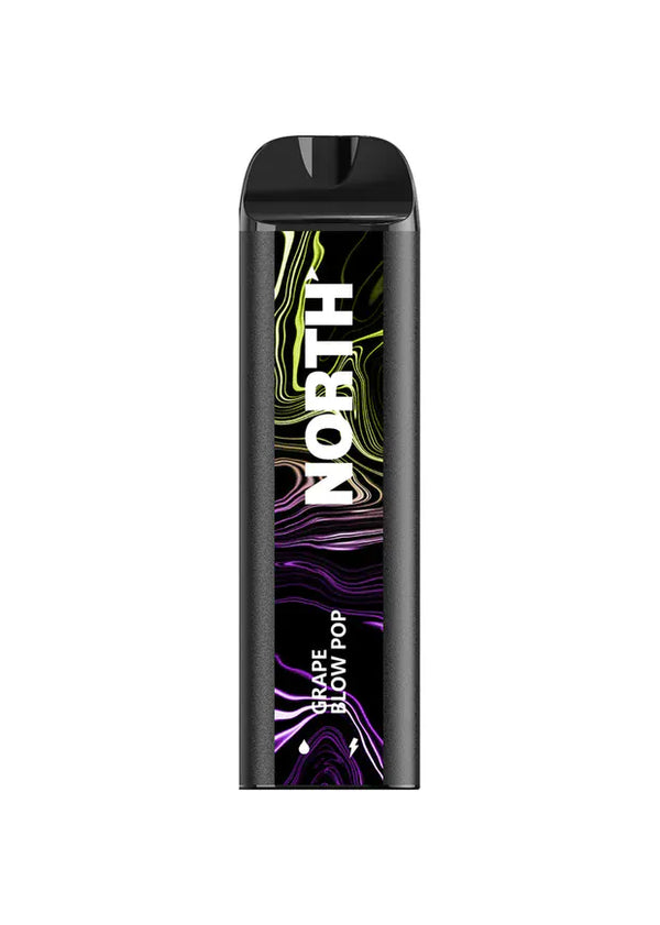 NORTH 5000 disposable vape device in Grape Blow Pop flavor, showing sleek design and branding on the vape.