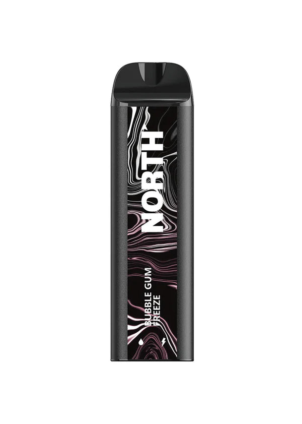 NORTH 5000 disposable vape device with bubble gum freeze flavor, featuring sleek design and compact size for easy use.