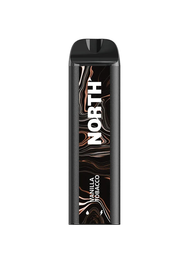 NORTH 5000 Disposable Vape device with vanilla tobacco flavor, featuring sleek design and compact size for easy vaping.
