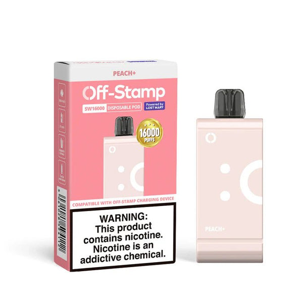 Lost Mary Off Stamp SW16000 refill pod for SW9000 vape disposable, showing the sleek cartridge designed for easy replacement.