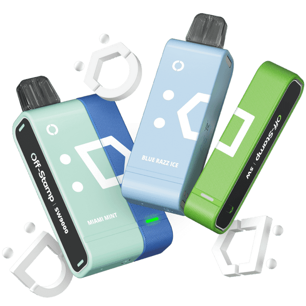 Lost Mary Off-Stamp SW9000 disposable full vape kit with 5% nicotine, featuring sleek design and easy-to-use vaping device.