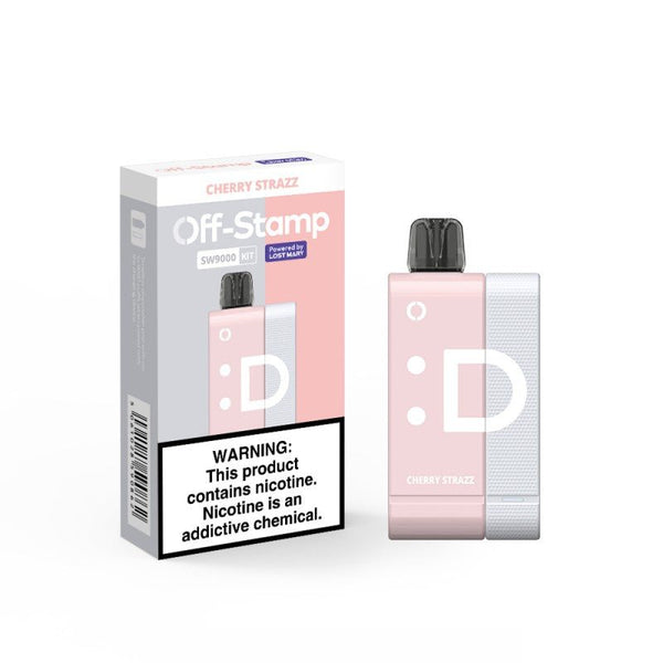Lost Mary Off-Stamp SW9000 disposable full kit with 5% nicotine, featuring sleek design and easy-to-use vaping device.