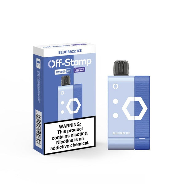 Lost Mary Off-Stamp SW9000 Disposable Full Kit with 5% nicotine, includes device and accessories for easy vaping.