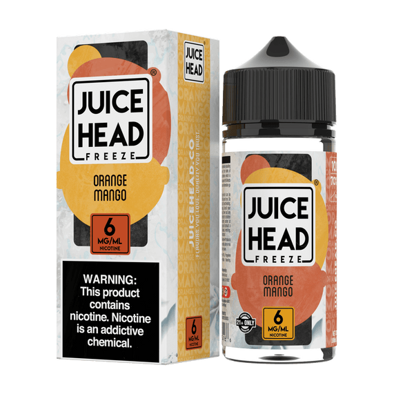 Orange Mango Freeze e-liquid by Juice Head in a 100mL bottle, featuring a vibrant orange and mango flavor profile.