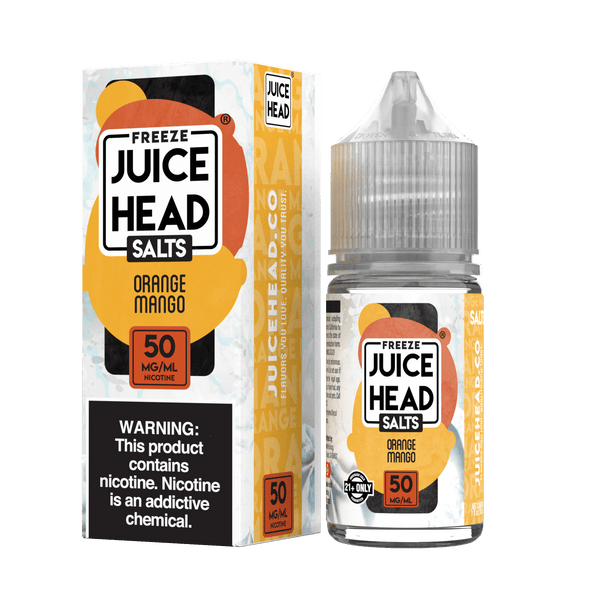 Orange Mango Freeze Salt e-liquid by Juice Head in 30mL bottle, featuring vibrant orange and mango flavor with icy cool finish.