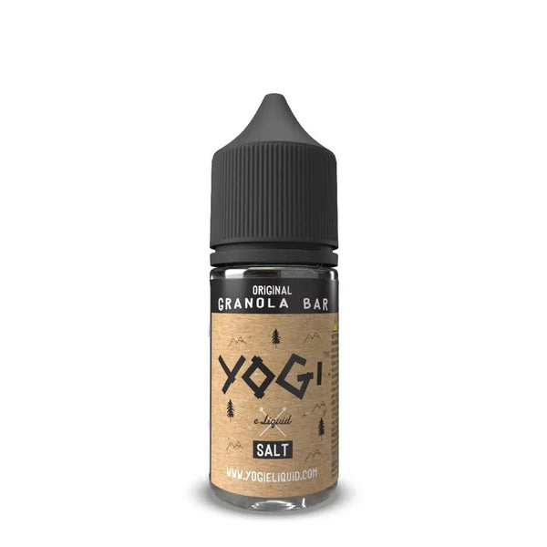 Yogi E-Liquid Original Granola Bar Salt flavor 30mL e-liquid bottle with label featuring granola bar image and brand logo