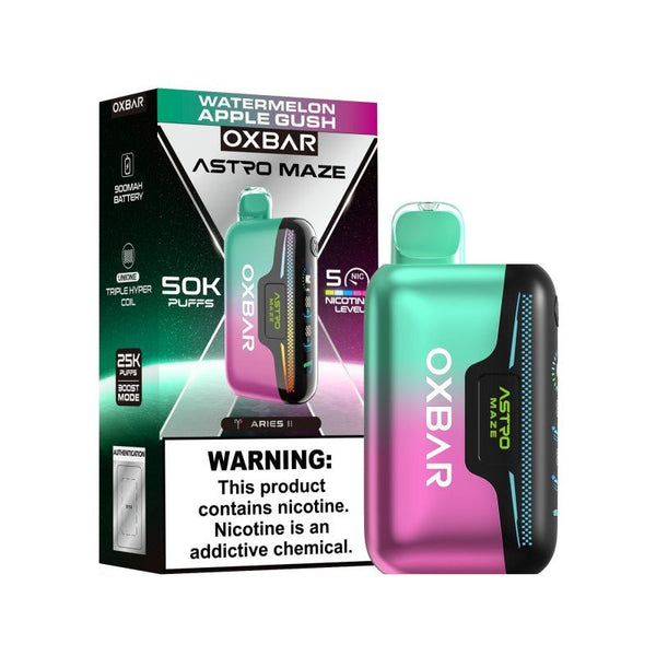 Oxbar Astro Maze 50k Disposable Vape, sleek design, adjustable nicotine, 50,000 puffs, portable vaping device