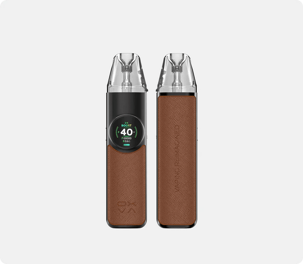 OXVA NeXlim 40W Pod System hardware with sleek design and adjustable wattage, featuring ergonomic mouthpiece and compact form.