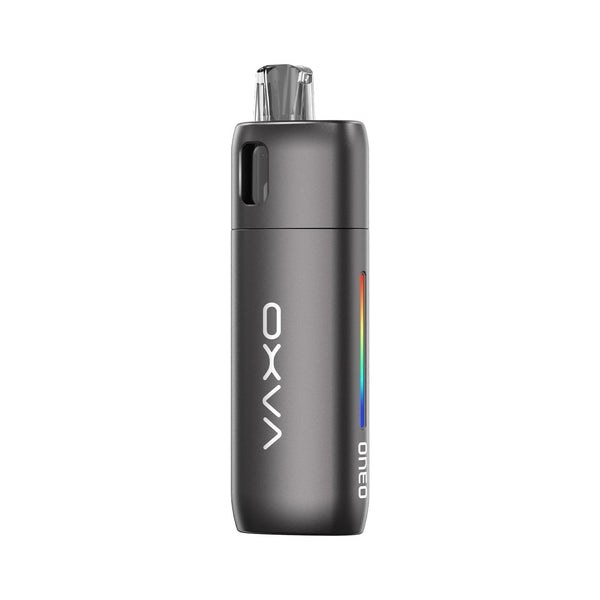 OXVA ONEO 40W Pod Kit showing sleek black hardware with a compact design and integrated mouthpiece for vaping.