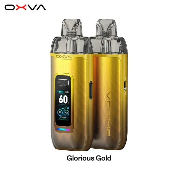OXVA VPRIME 60W pod system hardware with sleek design, featuring a compact vape device with adjustable settings and a replaceable pod