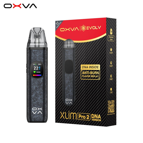 OXVA XLIM Pro 2 DNA 30W pod system hardware with sleek design and compact form, featuring a rechargeable battery and portability.