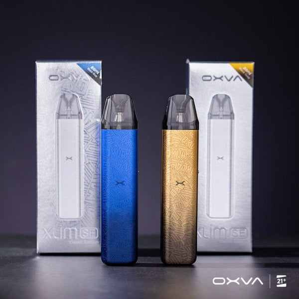 OXVA XLIM SE Classic 25W vape pod system, compact device with sleek design and mouthpiece, used for vaping.
