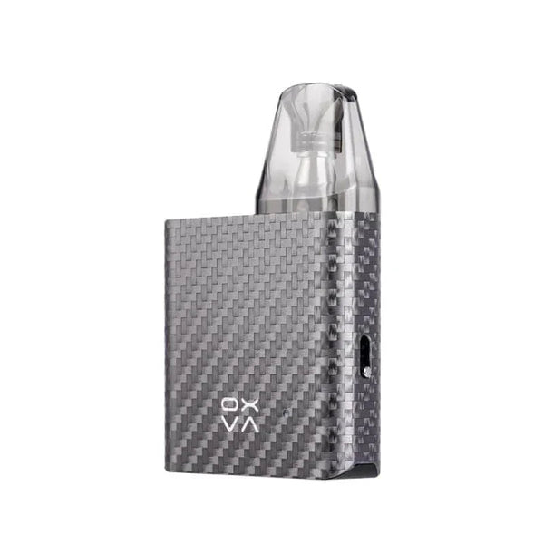 OXVA XLIM SQ 25W pod kit with compact hardware, showing the sleek black device with removable pod and ergonomic design.