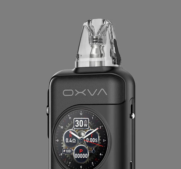 OXVA XLIM SQ Pro 2 30W pod system hardware with sleek design and compact form factor, featuring a refillable pod and adjustable wattage.