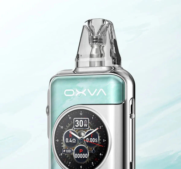 OXVA XLIM SQ Pro 2 30W pod system in black with sleek compact design, featuring a firing button and adjustable airflow.