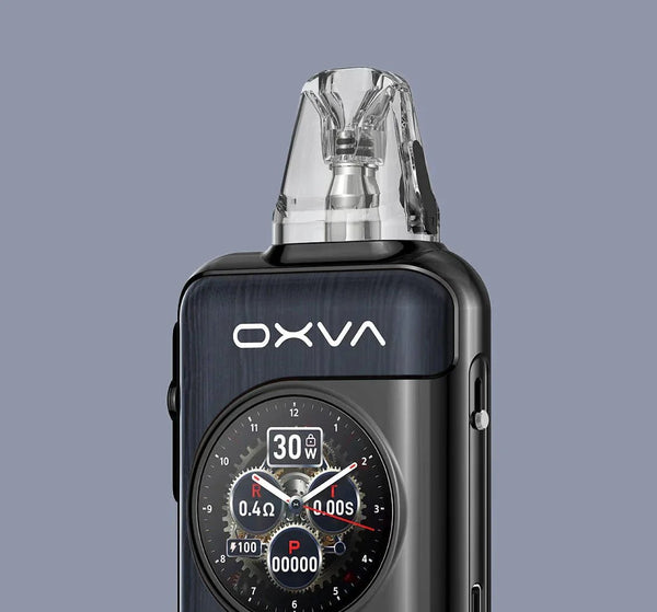 OXVA XLIM SQ Pro 2 30W pod system hardware with sleek design and compact build, featuring adjustable airflow and easy pod access.