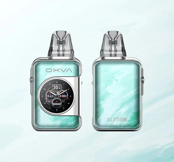 OXVA XLIM SQ Pro 2 30W pod system hardware with sleek design and compact size, featuring adjustable airflow and modern features.