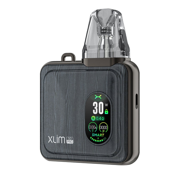 OXVA XLIM SQ Pro 30W pod system hardware with sleek design and compact size, featuring adjustable airflow and replaceable pod.