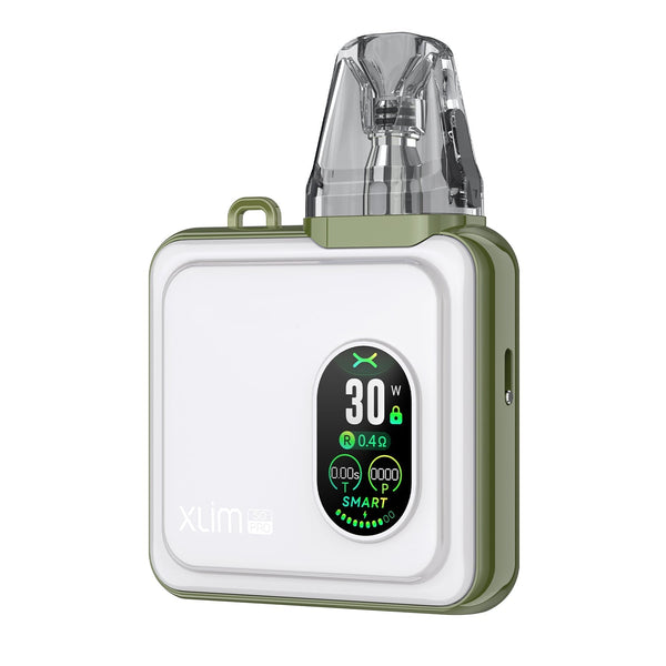 OXVA XLIM SQ Pro 30W pod system, compact hardware device with sleek design and adjustable wattage, used for vaping.