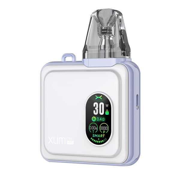 OXVA XLIM SQ Pro 30W pod system hardware with sleek design and compact size, featuring a removable pod and adjustable airflow.