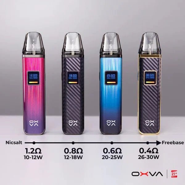OXVA XLIM Top-Fill V3 replacement vape pods showing clear plastic cartridges with mouthpiece and fill port for eco-friendly vaping