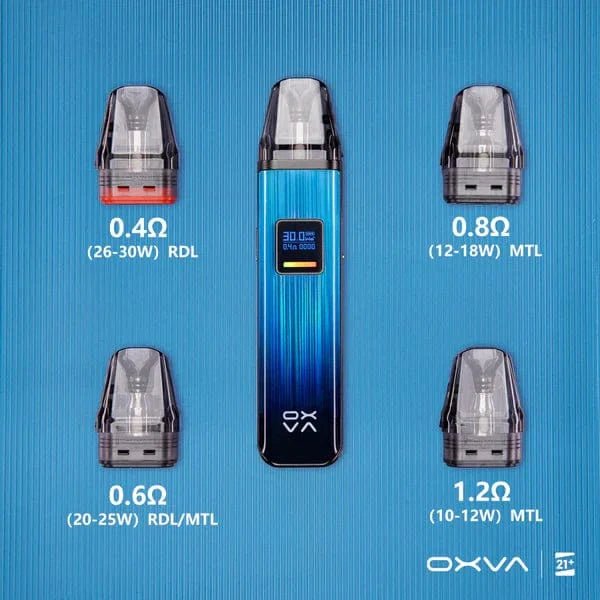 OXVA XLIM Top-Fill V3 replacement vape pods showing the clear pod and mouthpiece for easy refilling.
