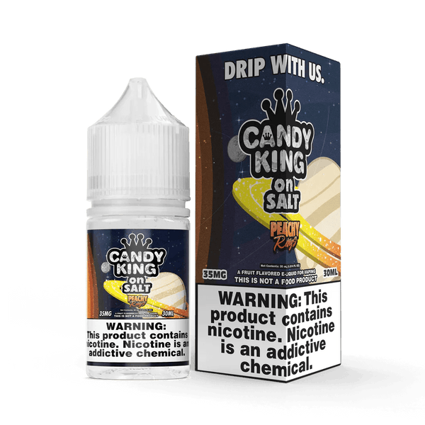 Peachy Rings SALT e-liquid by Candy King, 30mL bottle featuring peachy candy flavor with salted vape liquid.
