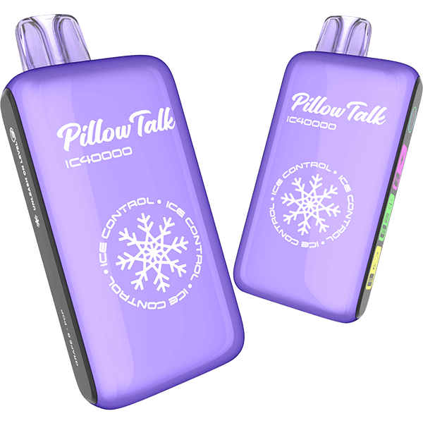 Pillow Talk IC40000 Ice Controllable Disposable Vape with 5% nicotine, showing sleek design and mouthpiece.