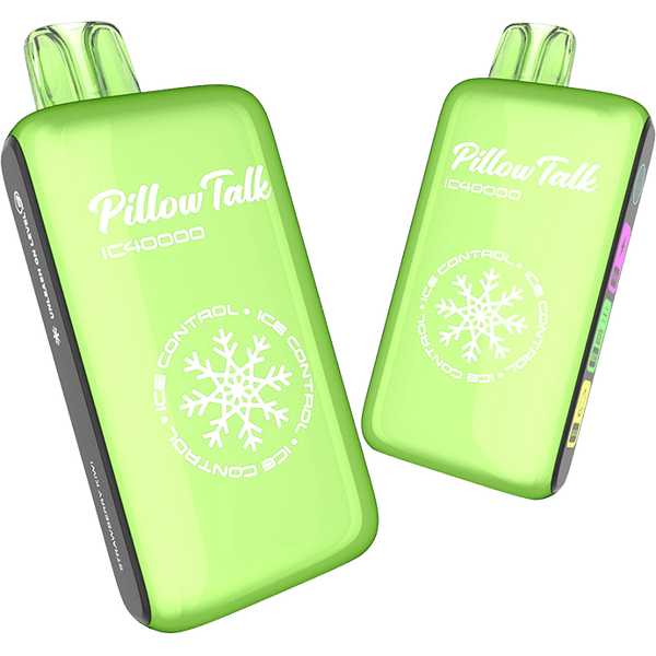 Pillow Talk IC40000 Ice Controllable Disposable Vape with 5% nicotine, showing the sleek design and branding on the device.