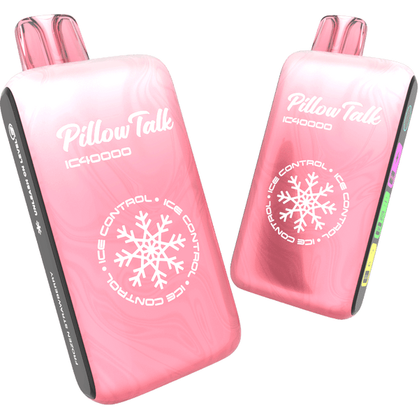 Pillow Talk IC40000 Ice Controllable Disposable Vape with 5% nicotine, featuring sleek design and mouthpiece for easy vaping.