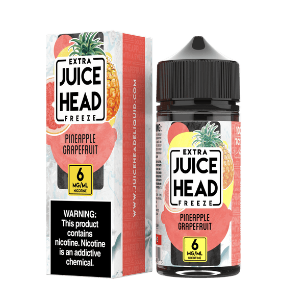 Juice Head Pineapple Grapefruit Freeze e-liquid bottle with vibrant pineapple and grapefruit flavor design, 100mL size.