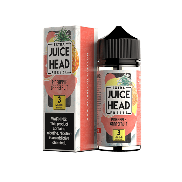 Pineapple Grapefruit Freeze e-liquid by Juice Head, 100mL bottle with vibrant pineapple and grapefruit flavor imagery.