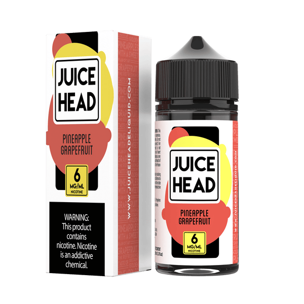 Bottle of Juice Head Pineapple Grapefruit e-liquid, 100mL, with vibrant pineapple and grapefruit flavor imagery on the label.