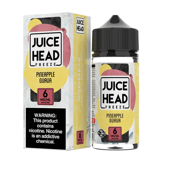Pineapple Guava Freeze e-liquid by Juice Head, 100mL bottle with vibrant pineapple and guava flavor imagery.