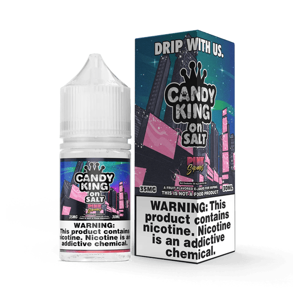 Pink Squares SALT e-liquid by Candy King, 30mL bottle, featuring vibrant pink square design and salt nicotine formulation.
