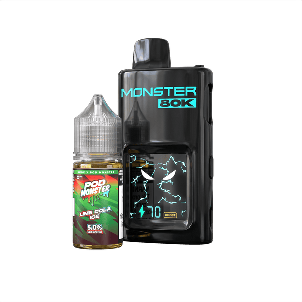 Pod Monster X Smok 80K refillable disposable vape device with sleek design and visible mouthpiece, designed for easy use.