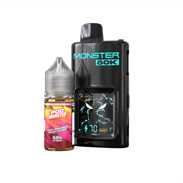 Pod Monster X Smok 80K refillable disposable vape pen with sleek design and mouthpiece, designed for easy vaping.