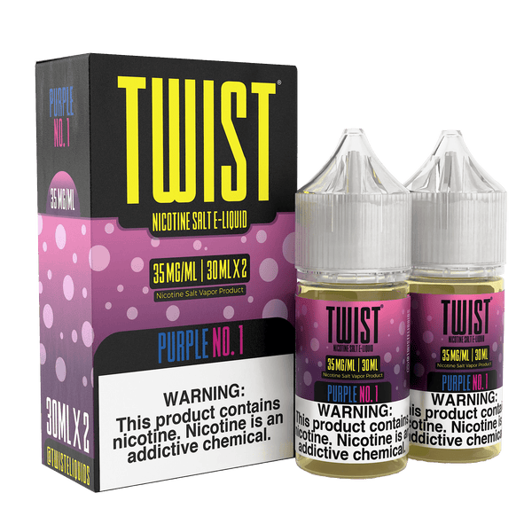 Purple No. 1 SALT Twist E-Liquids 60mL bottle with purple label, showcasing the e-liquid product designed for vaping.
