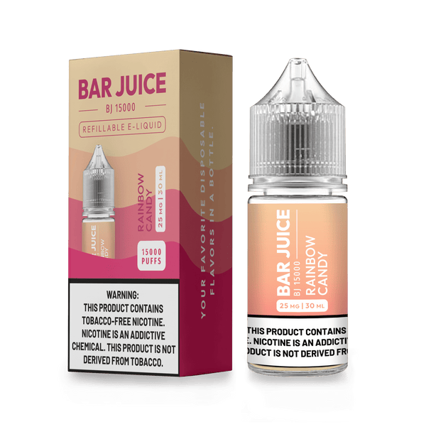 Rainbow Candy SALT Bar Juice e-liquid in 30mL bottle with colorful rainbow candy design, ideal for vaping.