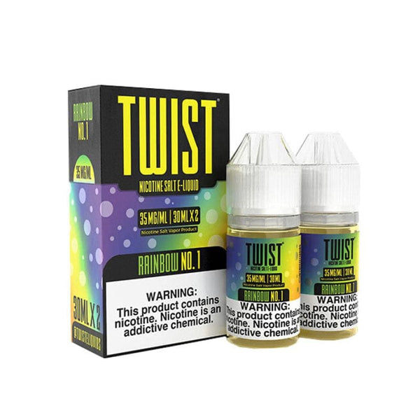Rainbow No. 1 SALT Twist E-Liquids 60mL bottle with colorful rainbow label for vaping e-liquid.