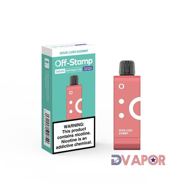 Refill pod for Lost Mary SW9000 disposable vape, designed for Off-Stamp model, with 5% nicotine concentration.